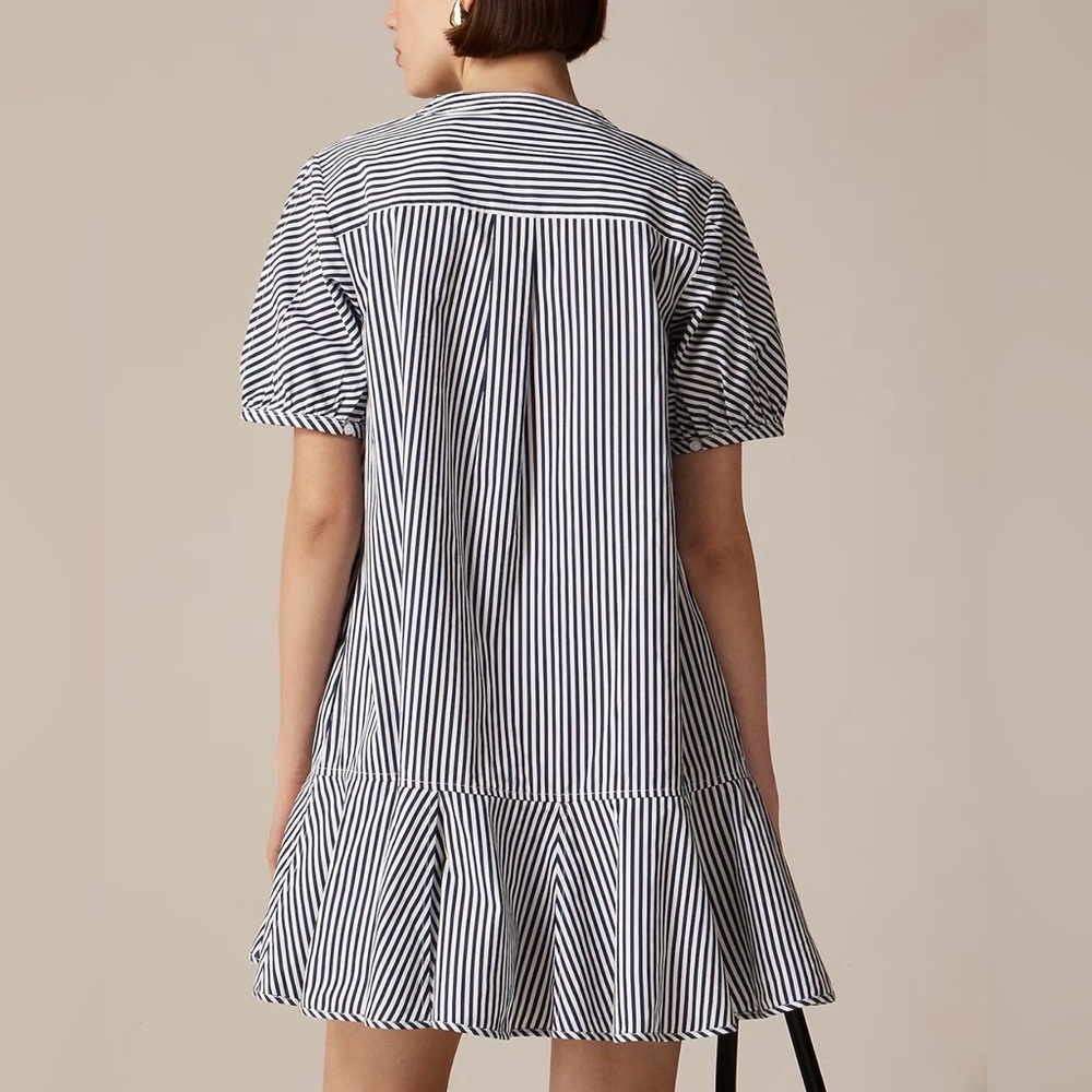 NWT! | J. Crew Delilah dress in striped 100% cotton poplin navy blue & white XXS - Picture 15 of 16